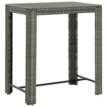 KUPTYERFG 7-Piece Outdoor Bar Set, Gray PE Rattan Garden Patio Dining Table and Stools with Cushions, Rectangular High Top Bistro Set for Backyard Balcony and Terrace