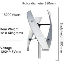 ZSFHJZC 6000W/8000W/10000W/12000W/15000W Wind Turbine Generator,12V 24V 48V with 3 Blades Wind Vertical Turbine Generator Permanent Magnet Generator Wind Turbine Kit for Hybrid Wind Solar,15000W-24V