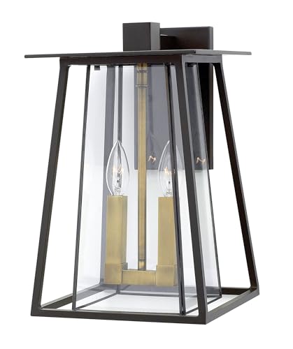 Hinkley Walker Wall Mount Lantern, Buckeye Bronze, 120V, Add Security to Porches, Patios, Exteriors Spaces with Ultra- Durable Outdoor Lighting, 2-60w Cand. Bulbs Required, 2104KZ