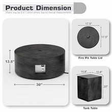 2-Piece 30" Propane Fire Pit Table for Outside Patio with Hidden Tank Table