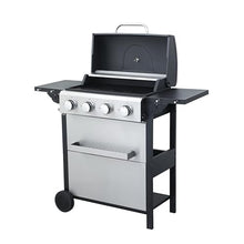 Stainless Steel Grill,with Enamel Firebox/Foldable Side Table,2-Burner Propane Gas BBQ,With Wire Cooking Grids,for Picnic