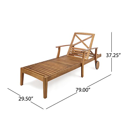 Christopher Knight Home Perla Outdoor Acacia Wood Adjustable Chaise Lounge Set of 4 Teak