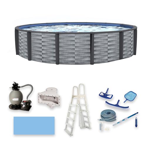 Affinity 27-ft Round 52-in Deep 7-in Top Rail Resin Swimming Pool Package