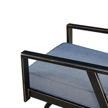 Oakland Living Pair of Black Aluminum Patio Deep Seating Swivel Rocker Club Chairs with Blue Cushions