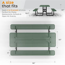 OUTTANS Commercial Metal Picnic Table (Green, 8' Rectangular, Punched)