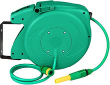 CFDZCP Wall Mounted Automatic Garden Hose Holder， 10/20m Green Shock Resistant Housing ，Outside Water Pipe Rack Winding Tool for Garden, Lawn, Farm(20m)