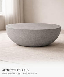 eldimer no.102 GFRC Concrete Coffee Table 43.3” - Handcrafted Round Modern Architectural Table, Weather Resistant, Indoor & Outdoor, 145 lbs Solid Cement Construction for Patio or Living Room
