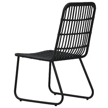 Heofavd 5-Piece Black Outdoor Dining Set31.5 Square Glass Top Table with Stackable Chairs Durable Powder-Coated Steel Frame UV-Rated Poly Rattan Bistro Patio Furniture for Garden Balcony Backyard
