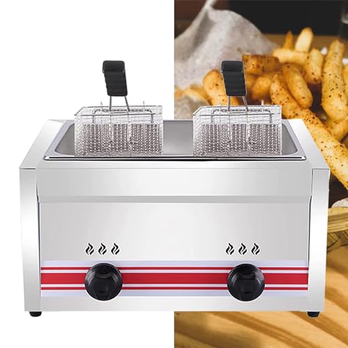 FANYING Gas Fryer for Home and Commercial Use, Customizable Flame and Temperature, Easy-to-Clean Stainless Steel Design,Singlecylinder20l