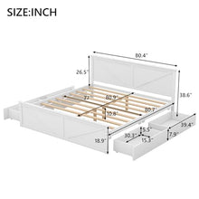 RORIGAT King Size Platform Bed with Storage Drawers White