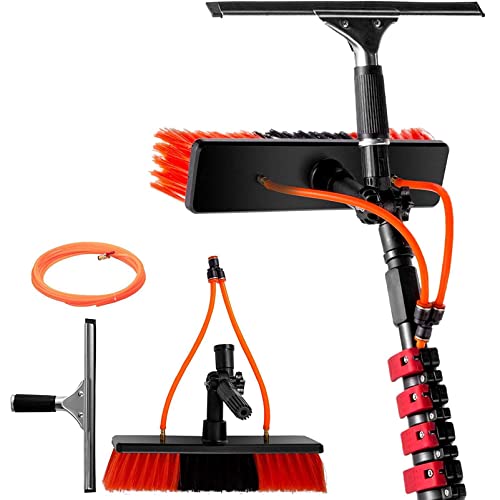 Photovoltaic Panel Cleaning Brushes, Window Cleaning Rods with Squeegee, Solar Panel Cleaning Equipment, Extendable Cleaners for Greenhouse Roofs,35cmbrushhead-3.6M/12FT