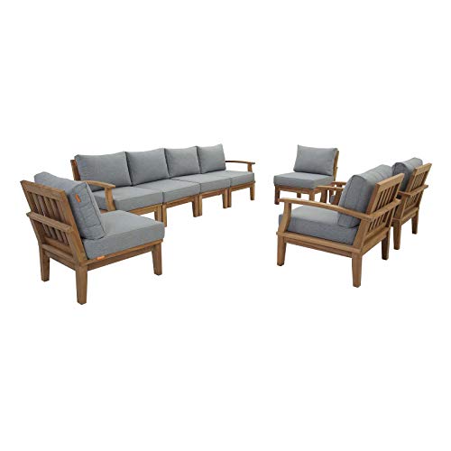 Modern Contemporary Outdoor Patio Sofa, Chair and Coffee Table Set, Wood, Grey Gray Natural