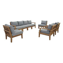 Modern Contemporary Outdoor Patio Sofa, Chair and Coffee Table Set, Wood, Grey Gray Natural