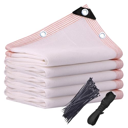 Heavy Duty White Shade Cloth 50% for Garden Outdoor HDPE Shade Net with Grommets BreathableTarp Ideal for Greenhouse & Patio 3.3x3.3 to 3.3x49ft