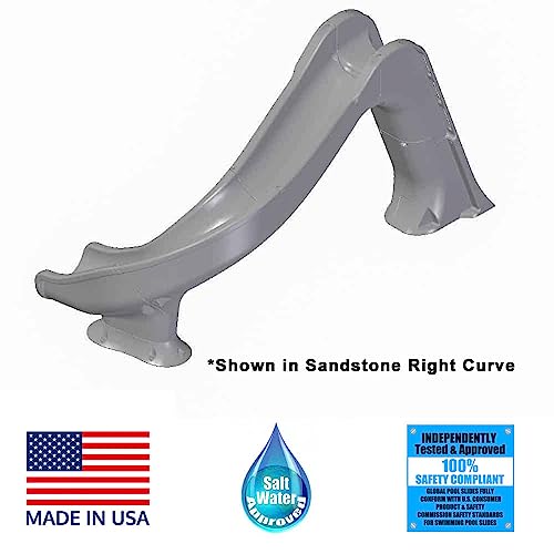 Global Pool Products Inground Swimming Pool Water Slide Deck Mounted Right Curve Turn Sand