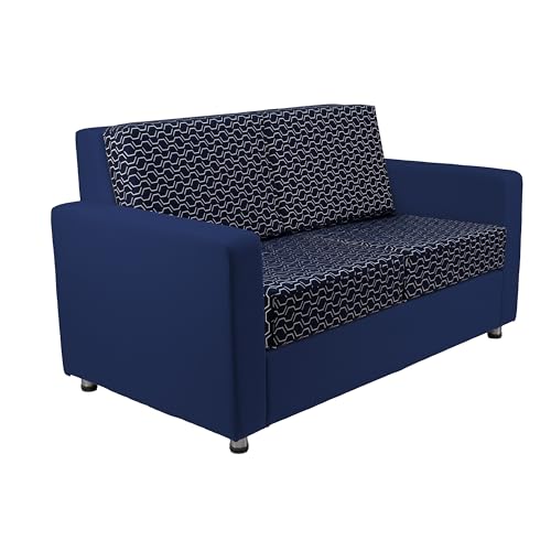 FDP Outdoor Modular Club Sofa Featuring Sunbrella Fabric - Weather-Resistant, Fade-Resistant, Assembled Patio Furniture with Cover Included for Backyard, Poolside Seating - Indigo/Canvas Navy
