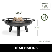 Ember 24" Cooking Fire Pit, Grill Plate and Cover Lid Attachment, Wood Burning for Backyard Grilling Campfire for Camping, Medium Outdoor Steel Firepit by Good Directions