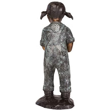 Design Toscano Caitlyn Little Gardener Cast Bronze Garden Statue Green