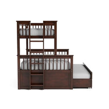 Furniture of America Barnett Solid Wood Bunk Bed with Trundle & Drawers Twin Over Full Dark Walnut
