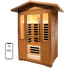 InfraHHZQ Infrared Saunas for Home,Far Infrared Sauna,1800W Light Therapy Lamp Wooden Outdoor Dry Sauna,Red Cedar Sauna Spa with Bluetooth Speaker,for Unwell Men,Women,Elderly,2-3 Person Home Sauna