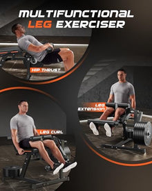 FEIERDUN 3-in-1 Adjustable Leg Extension and Curl Machine Black and Orange