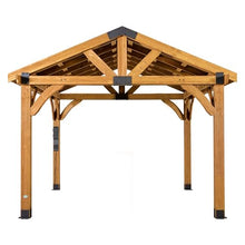 Backyard Discovery Arlington 12' x 10' Cedar Wood Outdoor Gazebo Pavilion with Hardtop Roof Walnut