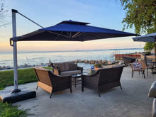 PURPLE LEAF Cantilever Patio Umbrellas 12' x 12' Large Double Top Navy Blue