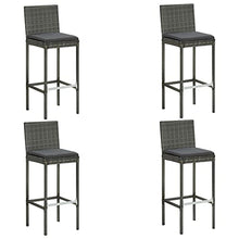 LKJVFCPW 5 Piece Patio Bar Set with Cushions, Outdoor PE Rattan Bar Table and 4 Stools, Garden Furniture Set for Backyard, Deck, and Poolside, Gray