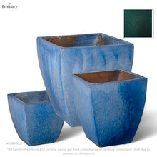 Emissary Square Stoneware Planter Set of 3 Blue