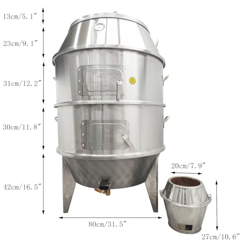 Yokoma Commercial Charcoal Roast Duck Oven Stainless Steel 3 Tier BBQ Grill Silver