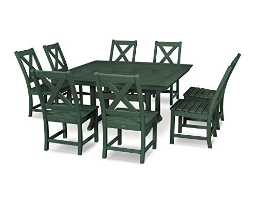 POLYWOOD® Braxton 9-Piece Nautical Trestle Dining Set in Green