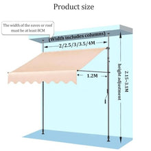 LWJQRSP Adjustable Retractable Patio Awning - Manual Crank Canopy Sun Shade for Decks, Doors & Windows, Outdoor Umbrella Cover, Gray (2x1.2m) - Perfect for and Garden Shade.