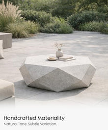 eldimer no.103 GFRC Concrete Coffee Table 35.4” - Handcrafted Round Modern Architectural Table, Weather Resistant, Indoor & Outdoor, 125 lbs Solid Cement Construction for Patio or Living Room