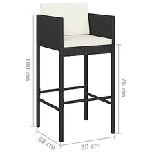 KUPTYERFG 5-Piece Garden Bar Set, Black and Cream White PE Rattan Patio Dining Table and Stools with Cushions, Powder-Coated Steel Frame for Backyard, Balcony and Terrace