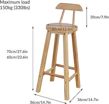 KOMFGT Wooden s Set of 2 with Footrest High Back Bar Chair Relaxed Home Business Counter,A,Sitting Height 60cm