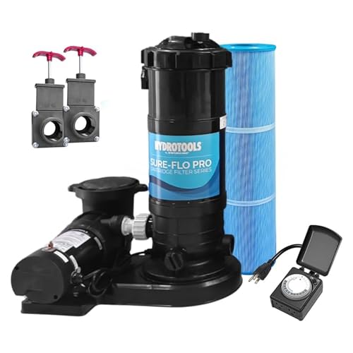 Swimline HYDROTOOLS Pool Cartridge Filter Pump System for Above Ground & Inground Pool | 90 SQ FT Cleaner| Variable Dual 2-Speed 1 HP 5280 GPH | Pools Up to 31500 Gallons | Silver Ion Element & Timer