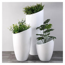 WOAITIANTIAN Flower Pots Fiberglass Planter Modern Simple Decorative Combination Slanted Mouth Flower Vessel Mall Outdoor Floor Large Ornament