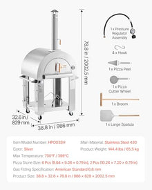 VEVOR Dual Fuel Giant Pizza Oven Outdoor, 26" Artisan Large Pizza Ovens, Pellet & Propane Gas Kiln Pizza Maker with Wheels, Pizza Stone, Multi Fuel Cooker for Camping & Backyard