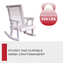Amish Heavy Duty 600 Lb Roll Back Pressure Treated Rocking Chair with Cupholders (Semi-Solid White Stain)