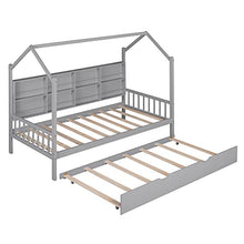 Acosure Metal House Bed Frame with Roof and Slats Support, Montessori Design, Full Size, Grey