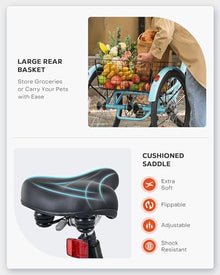 Viribus 26" Electric Tricycle for Adults, 7 Speed Electric Trike with 350W Motor UL Certified 36V 13Ah Battery, Aqua