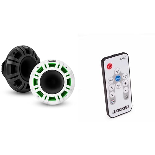 KICKER 48KMXL65 6.5" 4-Ohm RGB-LED Marine Coaxial Speakers Pair