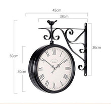 EHVYBDX Double Sided Wall Clock Vintage, Clock for Garden Outdoor Home Silent Non-Ticking Wall Mounted Clock,C