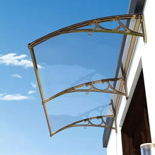 GJMDCMA Polycarbonate Door Canopy 120x300 cm UV Protection Champagne Color WeatherResistant Outdoor Entry Cover Porch Roof Size 150x400 cm Durable Awning for Entryway