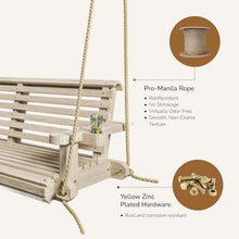 Porchgate Amish Heavy Duty 800 Lb Roll Comfort Treated Porch Swing W/Ropes (4 Foot, Unfinished)
