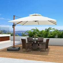 OROTLECT 132'' Square Wood Pattern Cantilever Umbrella,Cream