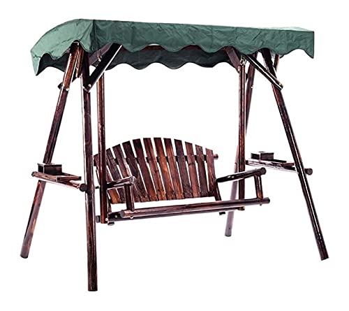 ELUKHT Creative Hotel Patio Porch Swing Glider with Stand Porch Swing with Stand Outside Furniture Outdoor Solid Wood Swing Rocking Chair, Tarpaulin Roof Adjustable Lever Coffee Table