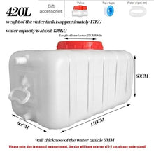 DIROVO Rain Barrels White Horizontal Domestic Plastic Tank,50L/80L/110L/160L/200L/ 310L/420L Bucket,for Camping Water Container with Lid and Valves(420L)