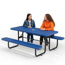 OUTTANS Commercial Metal Picnic Table (Blue, 6' Rectangular, Punched)