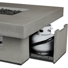 BBQGUYS Branchview 60 Inch Rectangular Steel Propane Fire Pit W/Hidden Tank in Ash Signature